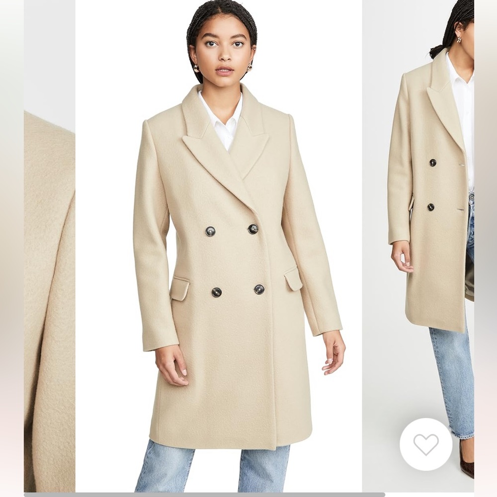 Cream Beige Wool Cashmere Double Breasted Coat by Closed XS - Picture 10 of 12